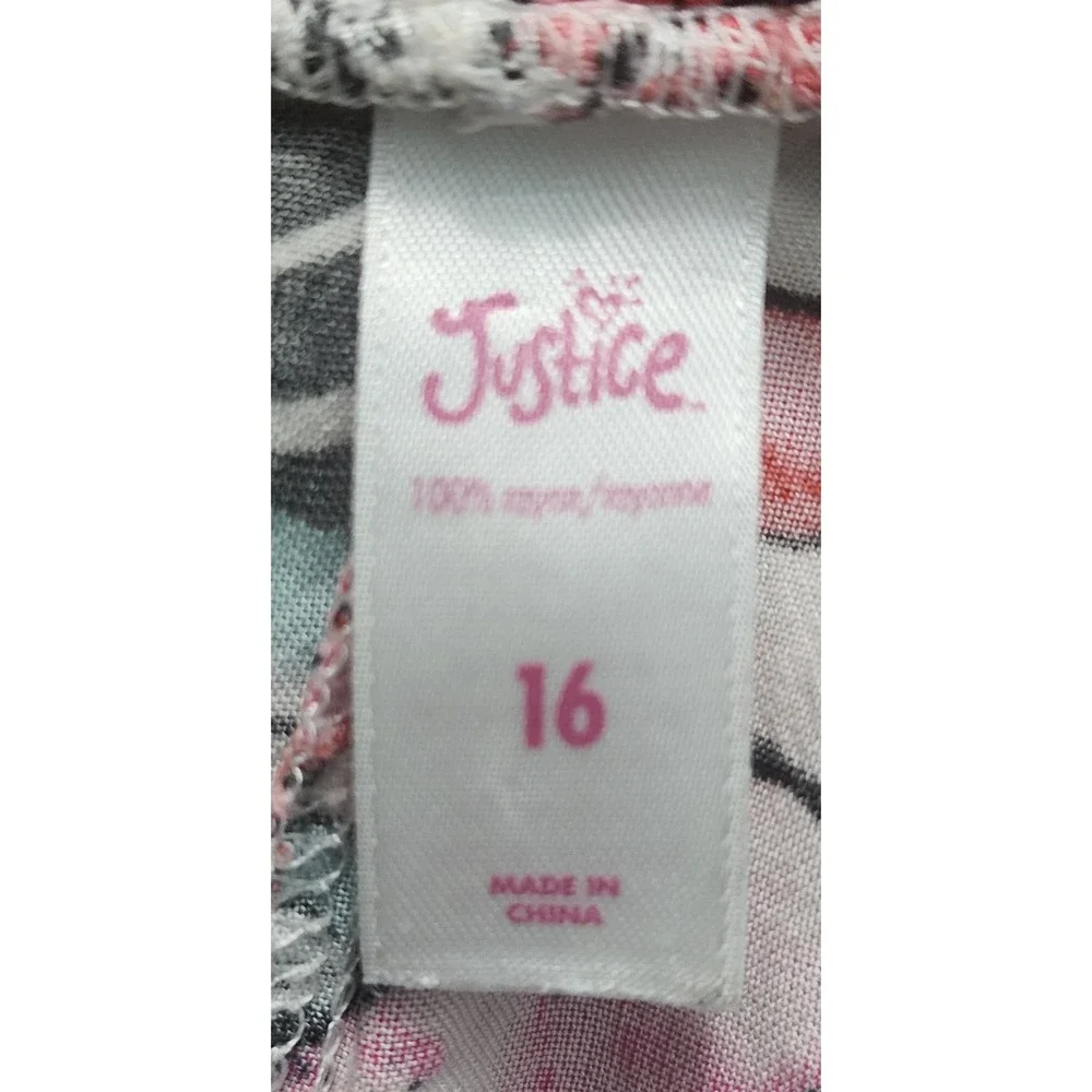 Justice Girls Pink Tropical Floral Ruffle Front‎ Smocked Shorts Size 16 Rayon